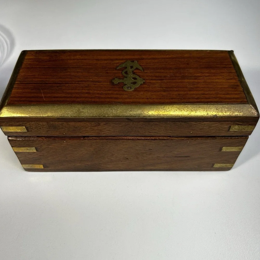 Antique Style Brass Spyglass Telescope Leather Wrapped w Wooden Box